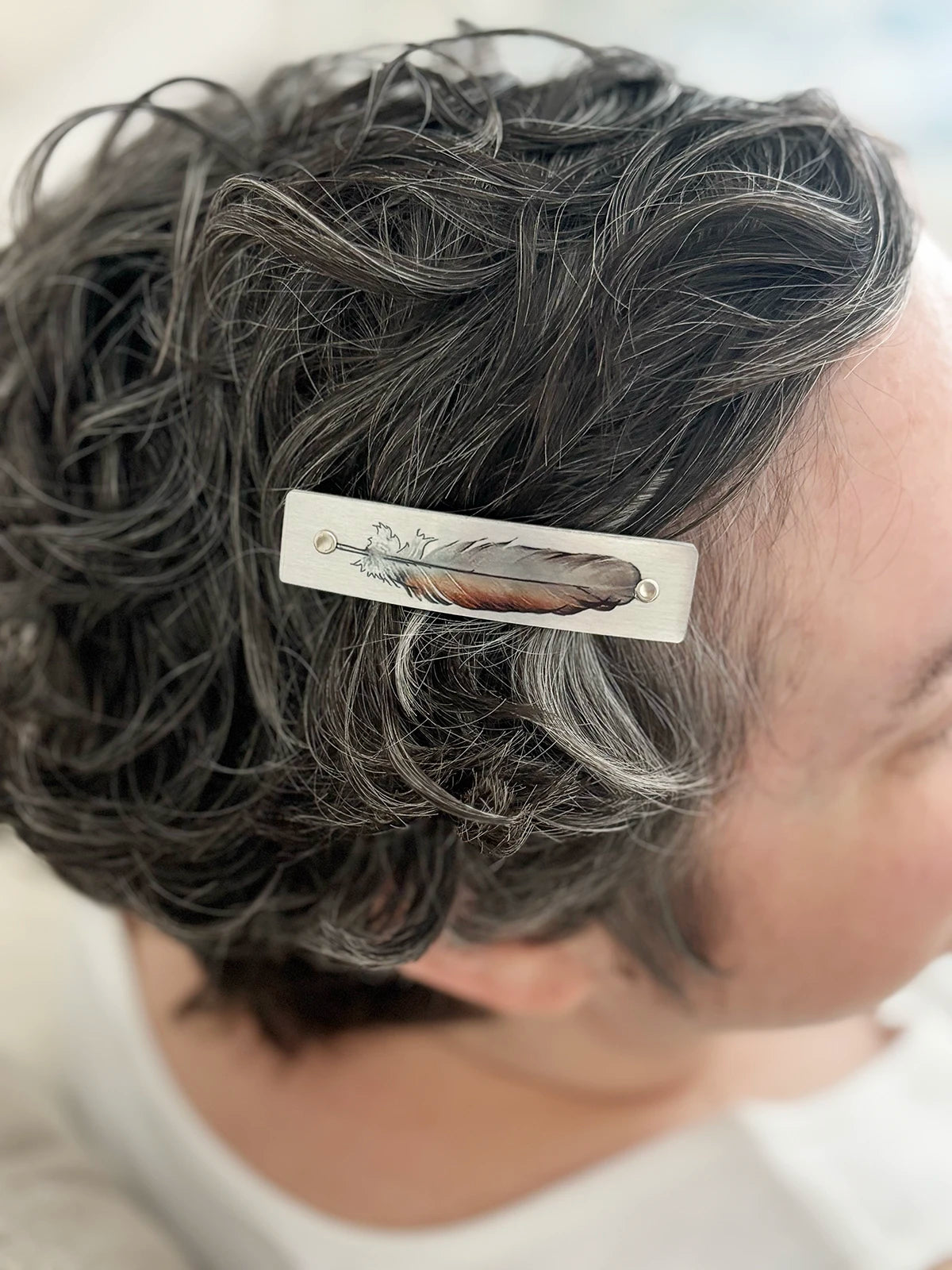 Brown Feather French Barrette Hair Clip