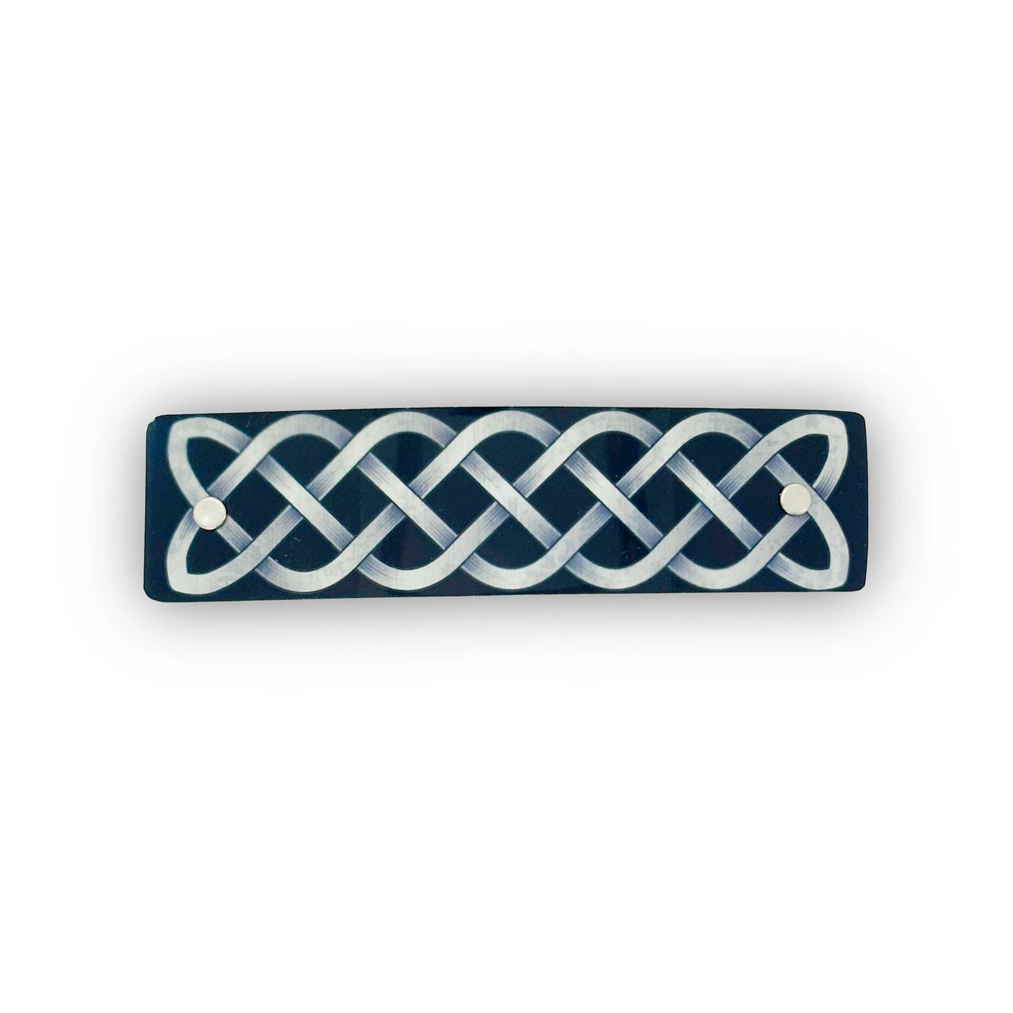 Black and Silver Irish design hair clip by Robbin V. Davis Studio