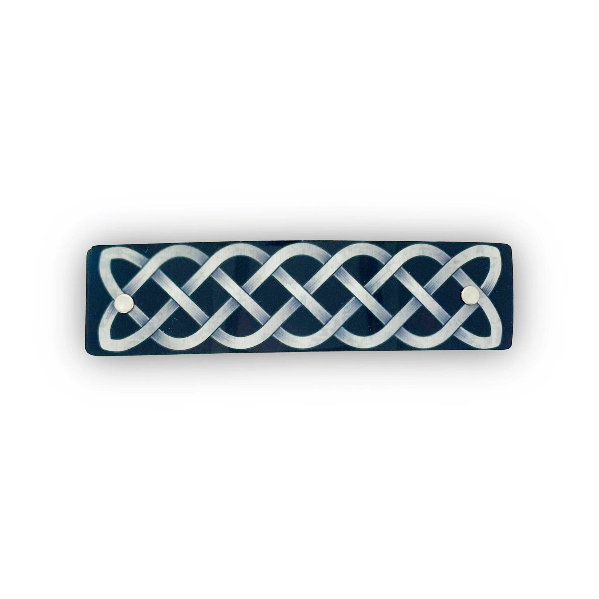 Black and Silver Irish design hair clip by Robbin V. Davis Studio