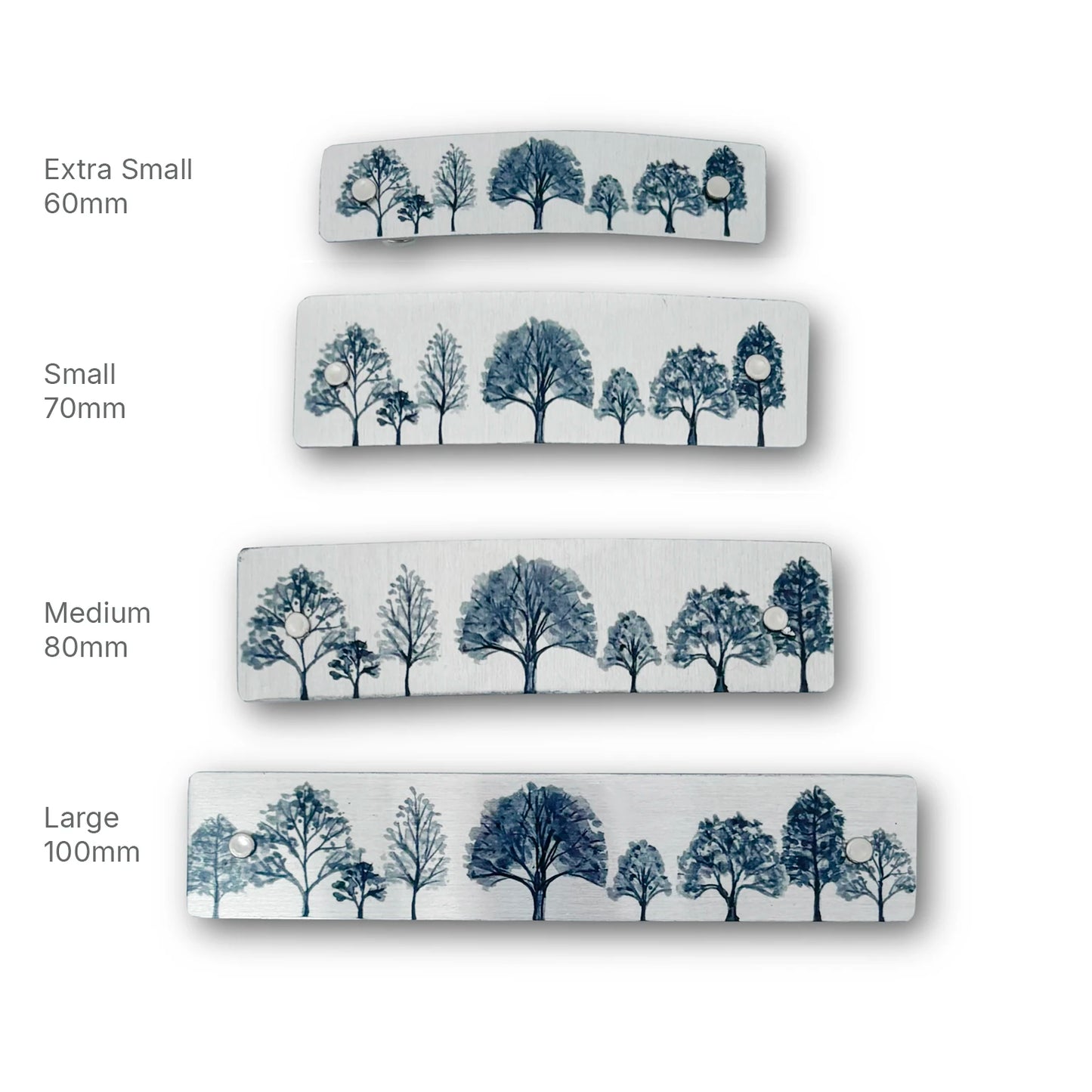 Silver Trees French Barrette Hair Clip