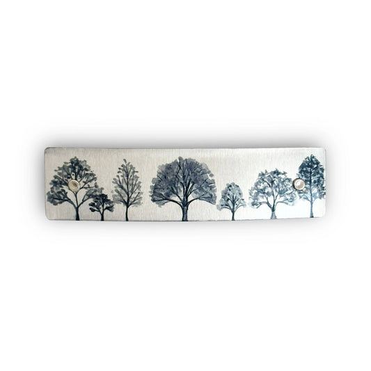 Silver Trees French Barrette Hair Clip