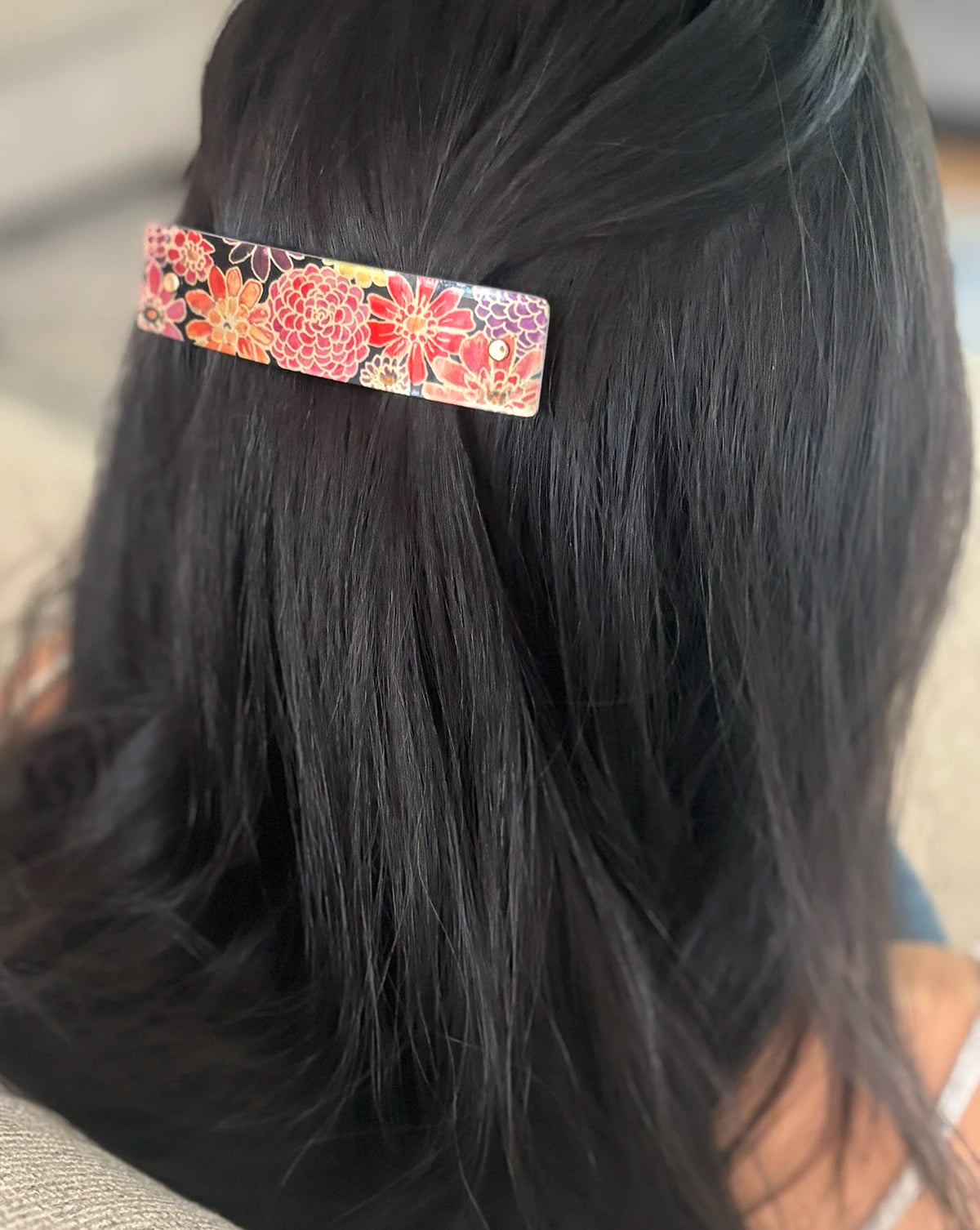 Zinnia Flower French Barrette Hair Clip