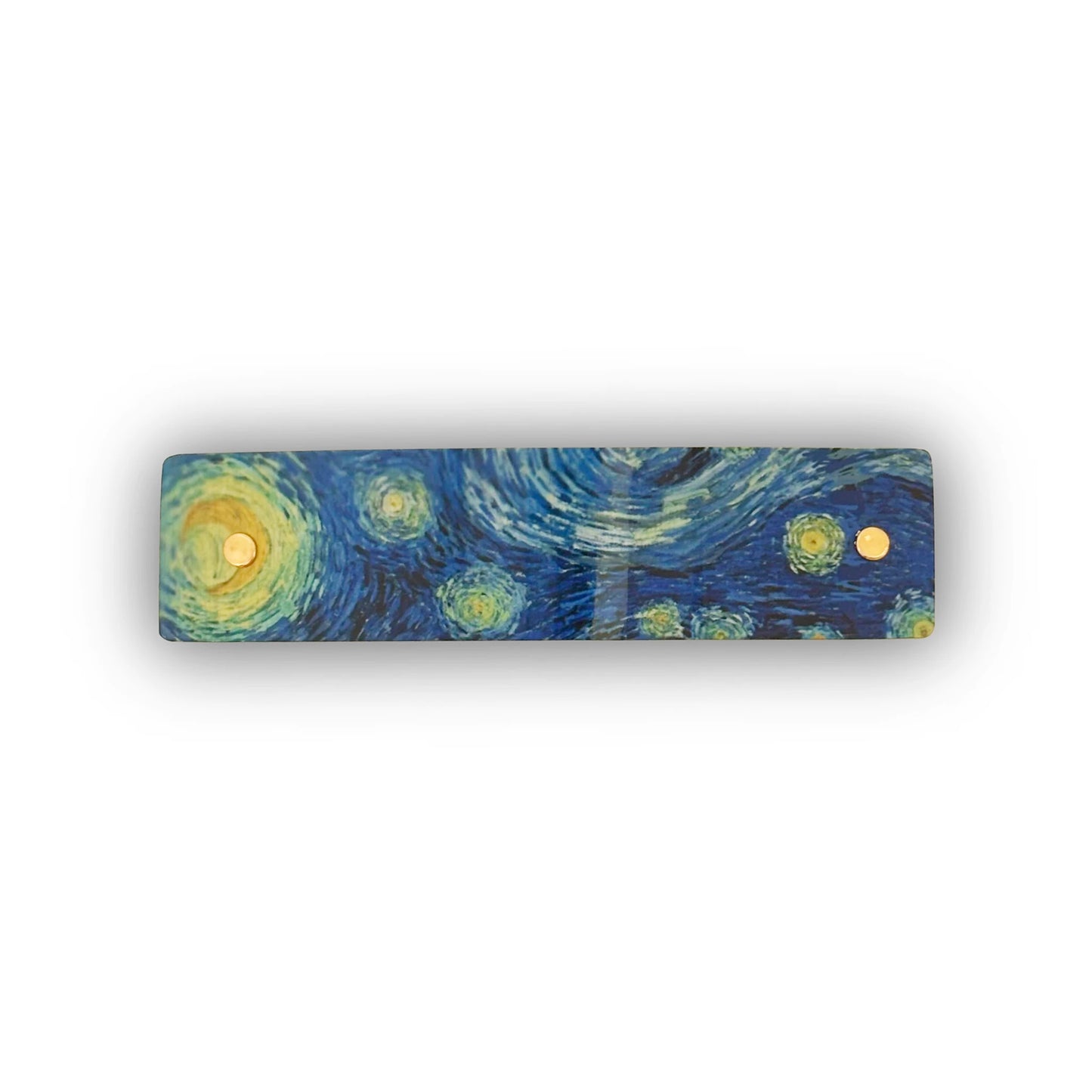 "The Starry Night" French barrette  hair clip on a white background.