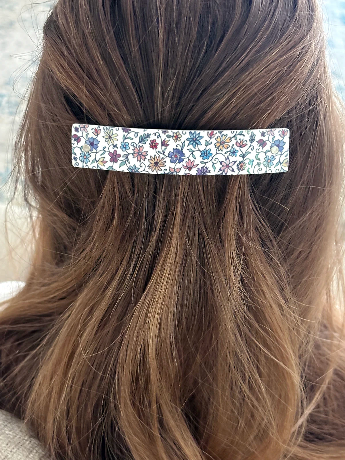 Floral Pattern French Barrette Hair Clip