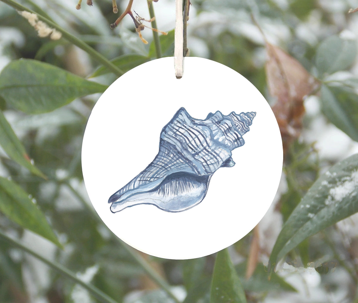 Blue and White Conch Shell Ornament