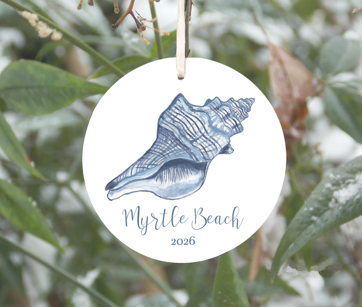 Blue and White Conch Shell Ornament