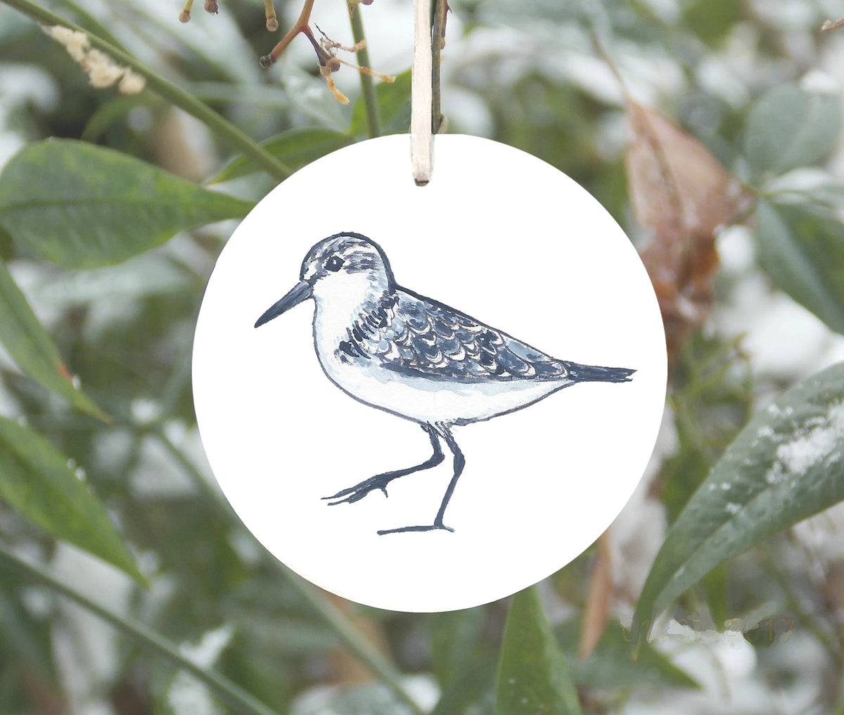 Blue and White Sandpiper Ornament
