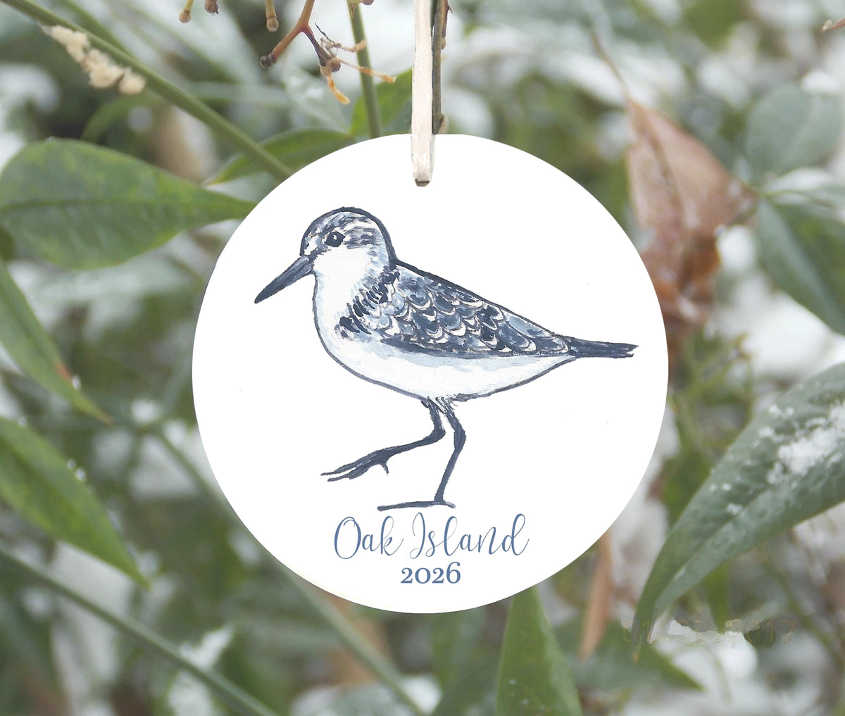Blue and White Sandpiper Ornament