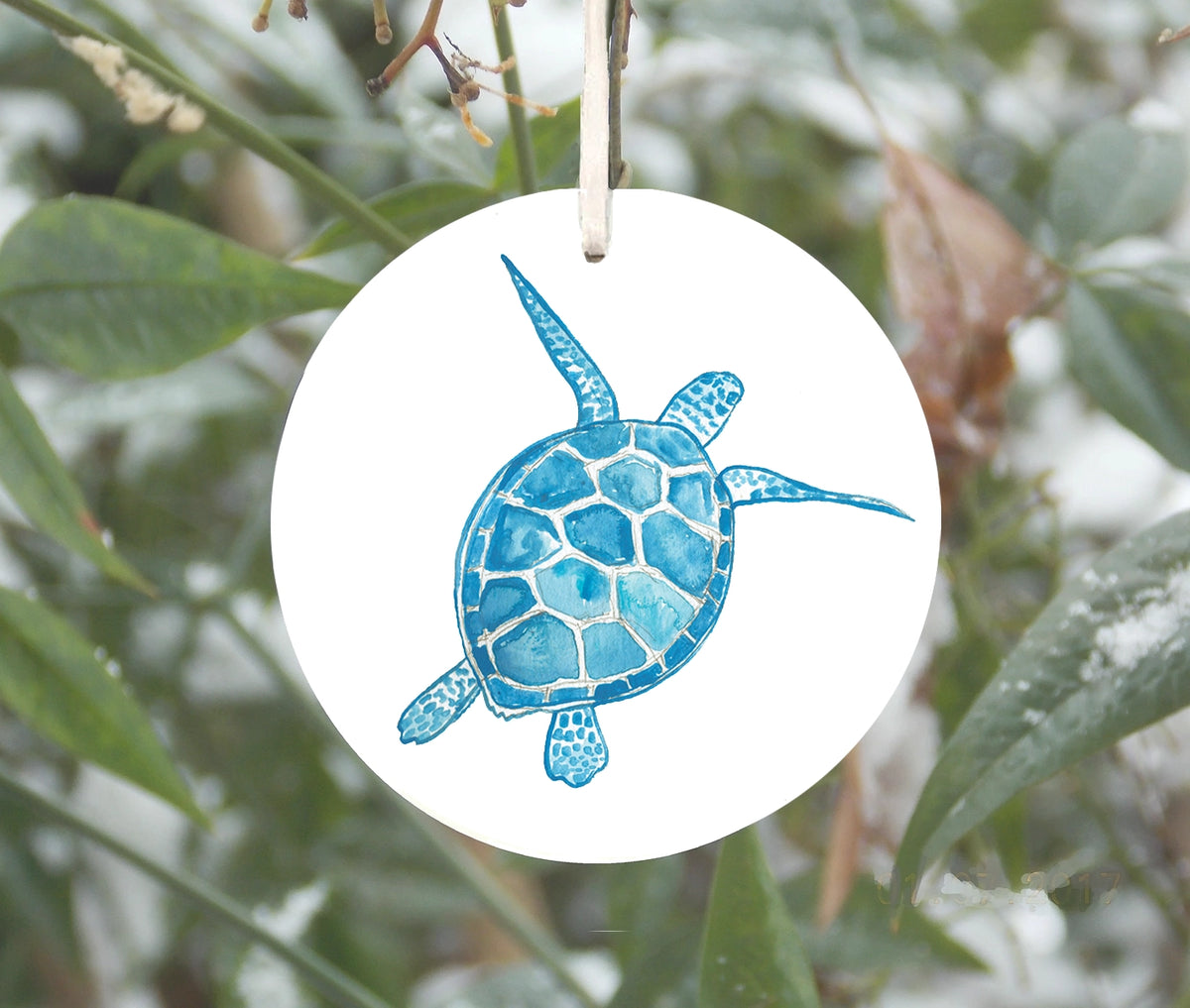 Blue and White Sea Turtle Ornament