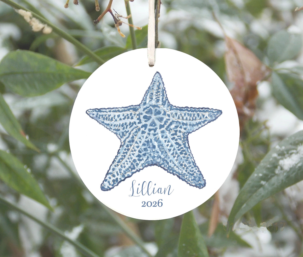 Blue and White Starfish Ornament