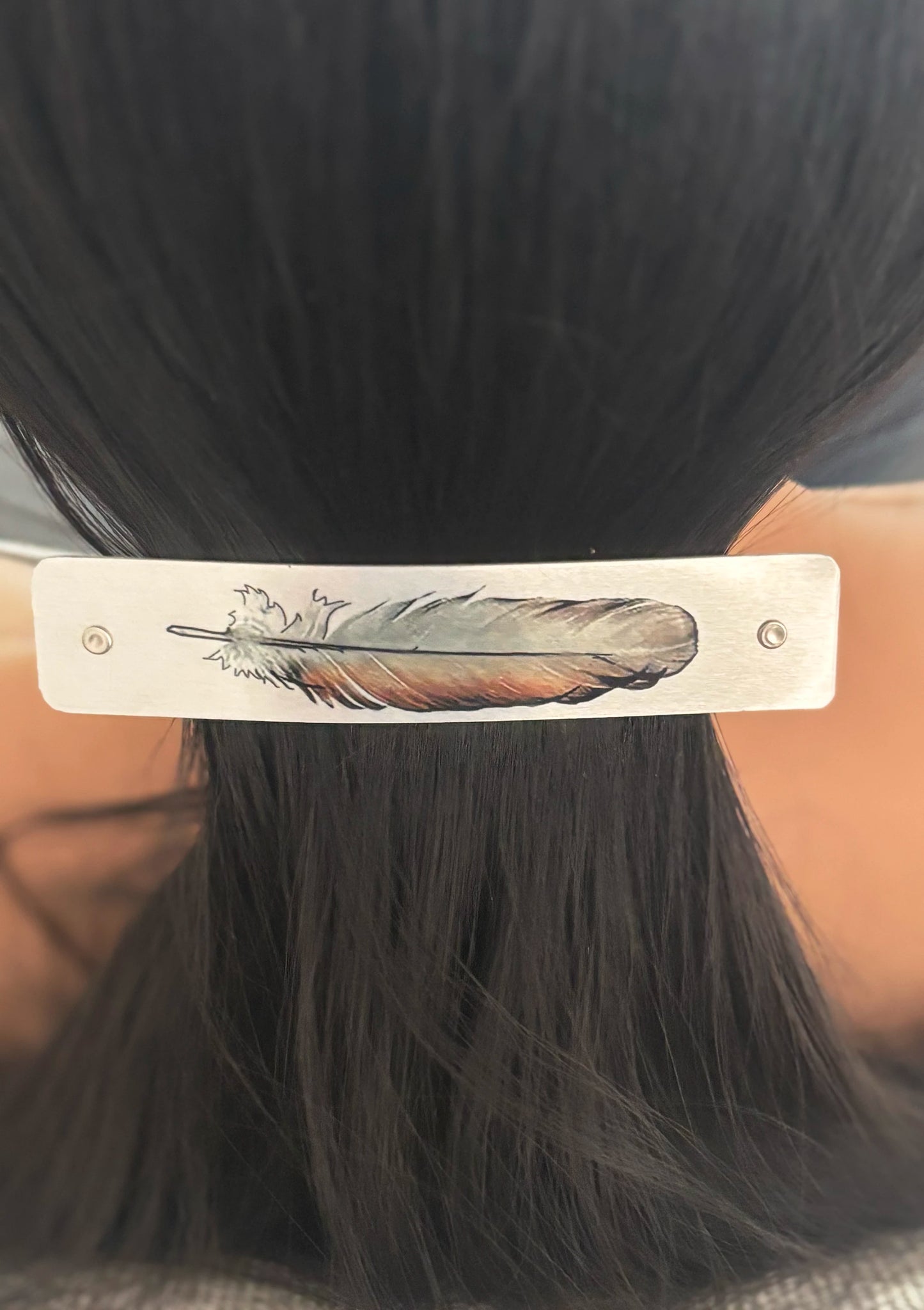 Brown Feather French Barrette Hair Clip