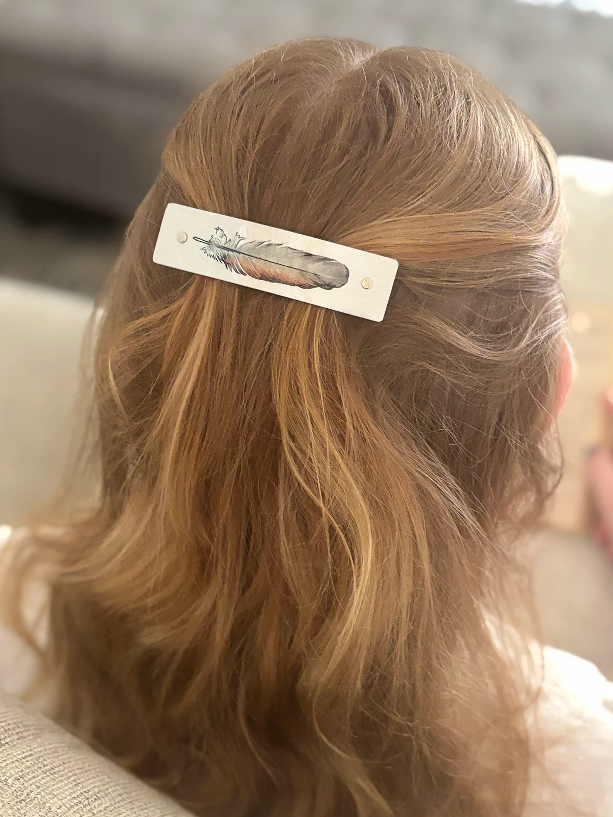 Brown Feather French Barrette Hair Clip