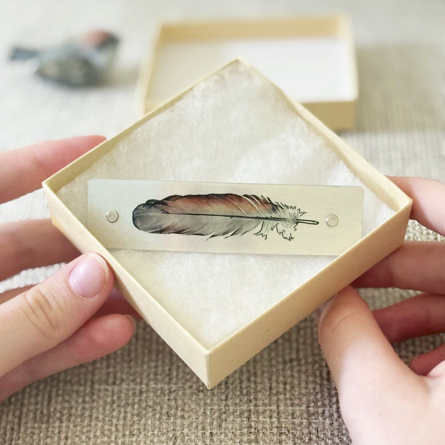Brown Feather French Barrette Hair Clip