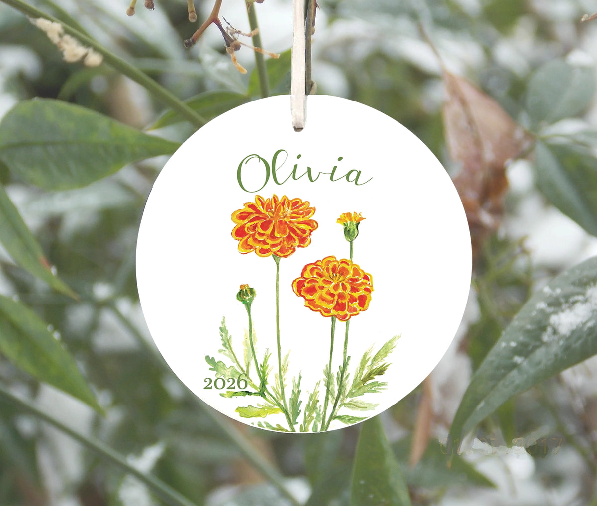 Marigold Ornament, October Birth Flower