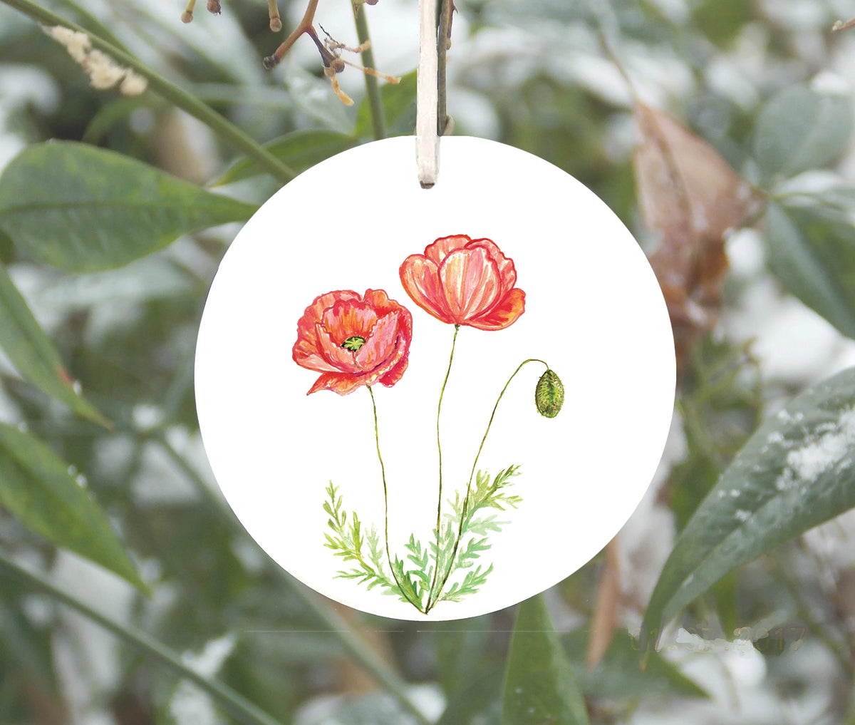 Poppy Ornament, August Birth Flower