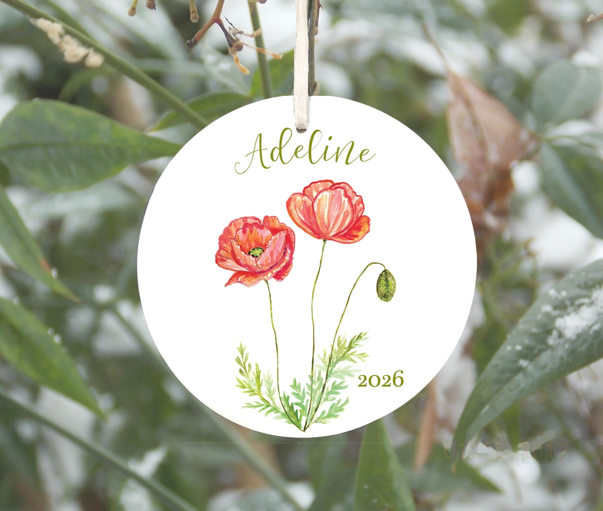 Poppy Ornament, August Birth Flower