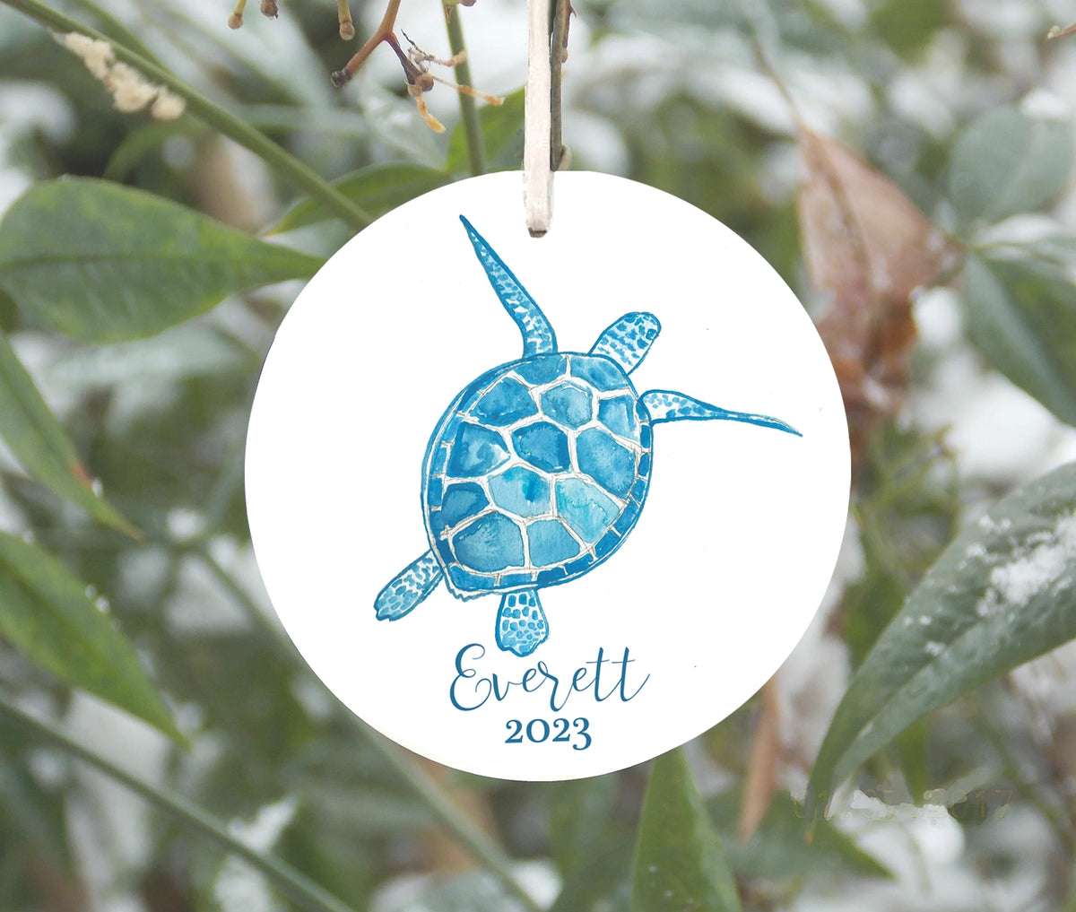 Blue and White Sea Turtle Ornament