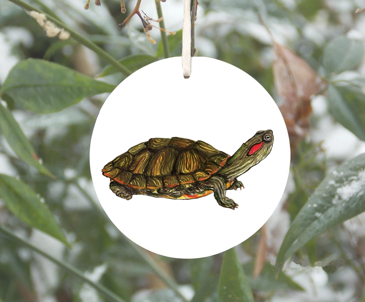 Red Eared Slider Turtle Ornament